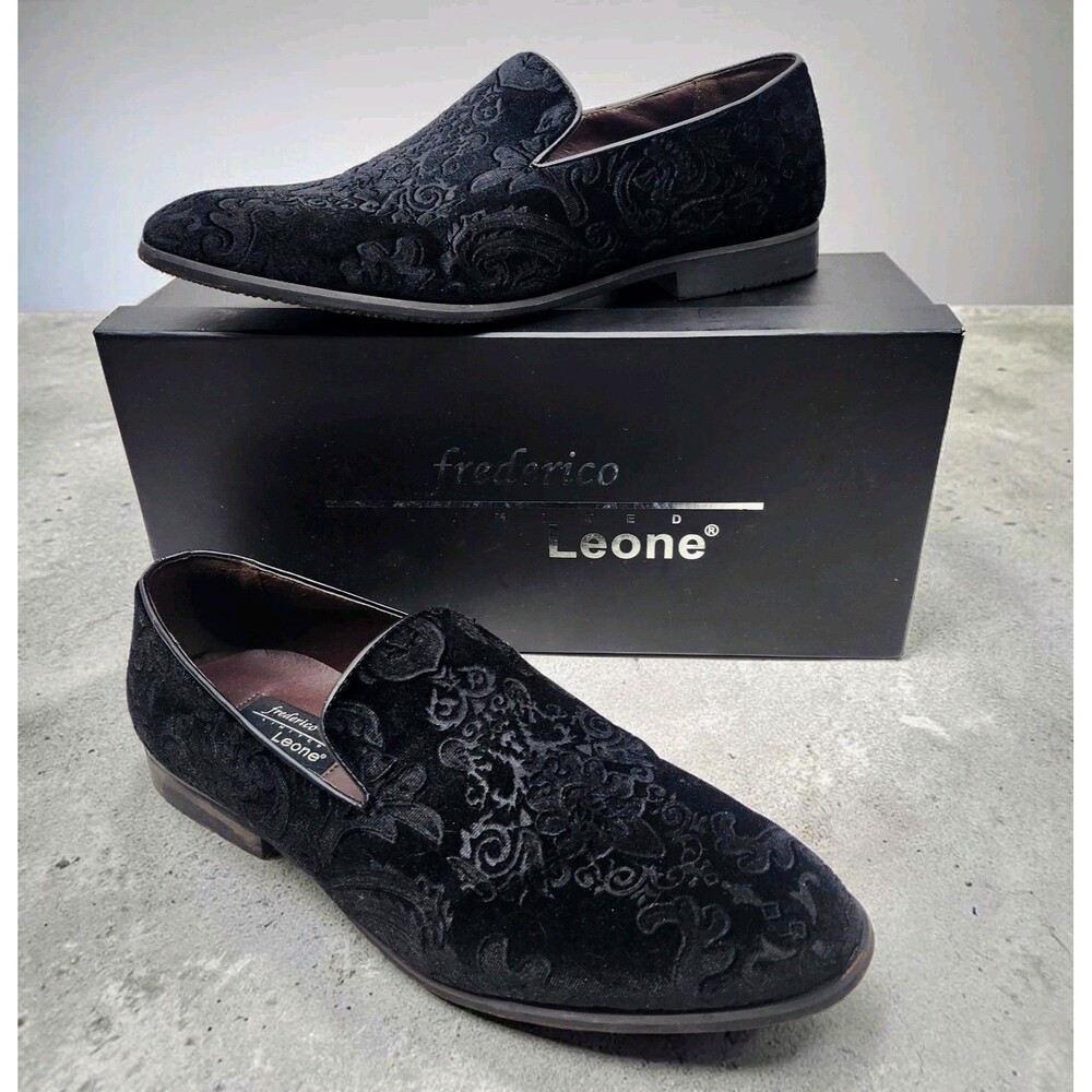 Frederico Leone Marcel Velvet Tux Shoes Mens 10 Black Baroque Gothic Royalty